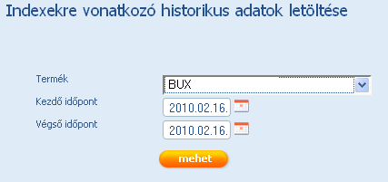 Részvény index adatok letöltése ingyen a Budapesti Értéktõzsde honlapjáról
